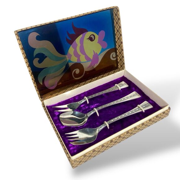 Vintage Russian Soviet USSR 916 Silver Dessert Forks Spoon 3pc Set with Gift Box - Picture 11 of 13